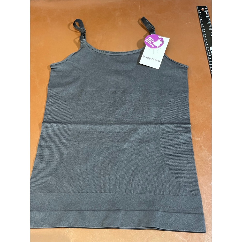 Body & Bra Womens Seamless Shapewear Camisole Charcoal Gray Compression Tank L